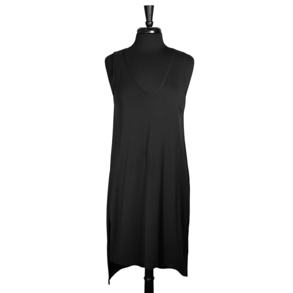 Anthropologie Akemi + Kin Womens Longview Tunic Top Black High Low Blouse M